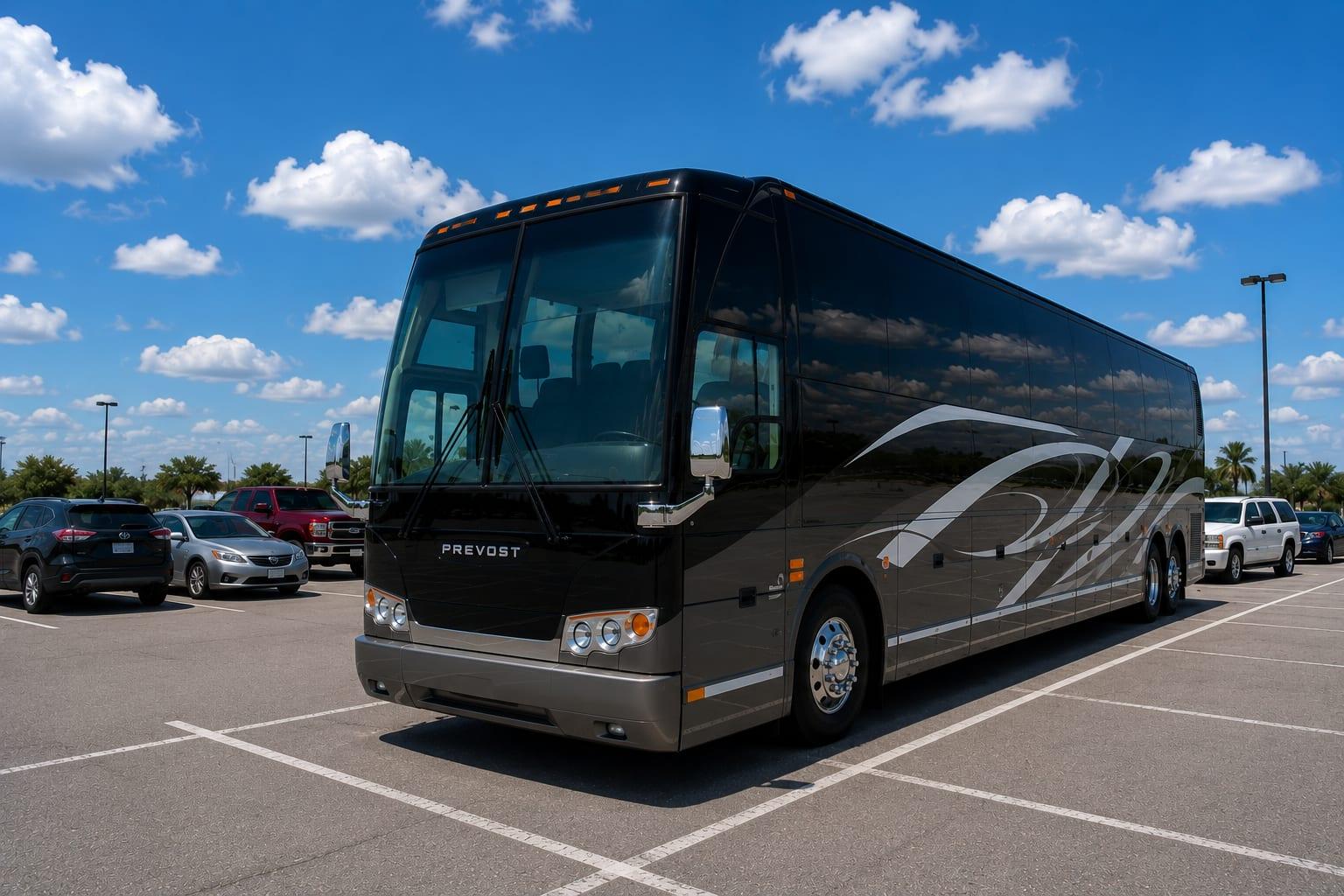 56-Seat Motorcoach — Pixie Rides full-size coach in Orlando